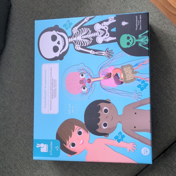 Janod Other - Janod 4 in 1 Puzzle Human Body Age 5+ Skeleton Glow In The Dark, Organs